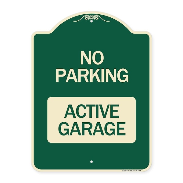 Signmission Designer Series Sign Active Garage, Green & Tan Heavy-Gauge Aluminum Sign, 24" x 18", G-1824-24353 A-DES-G-1824-24353 - main